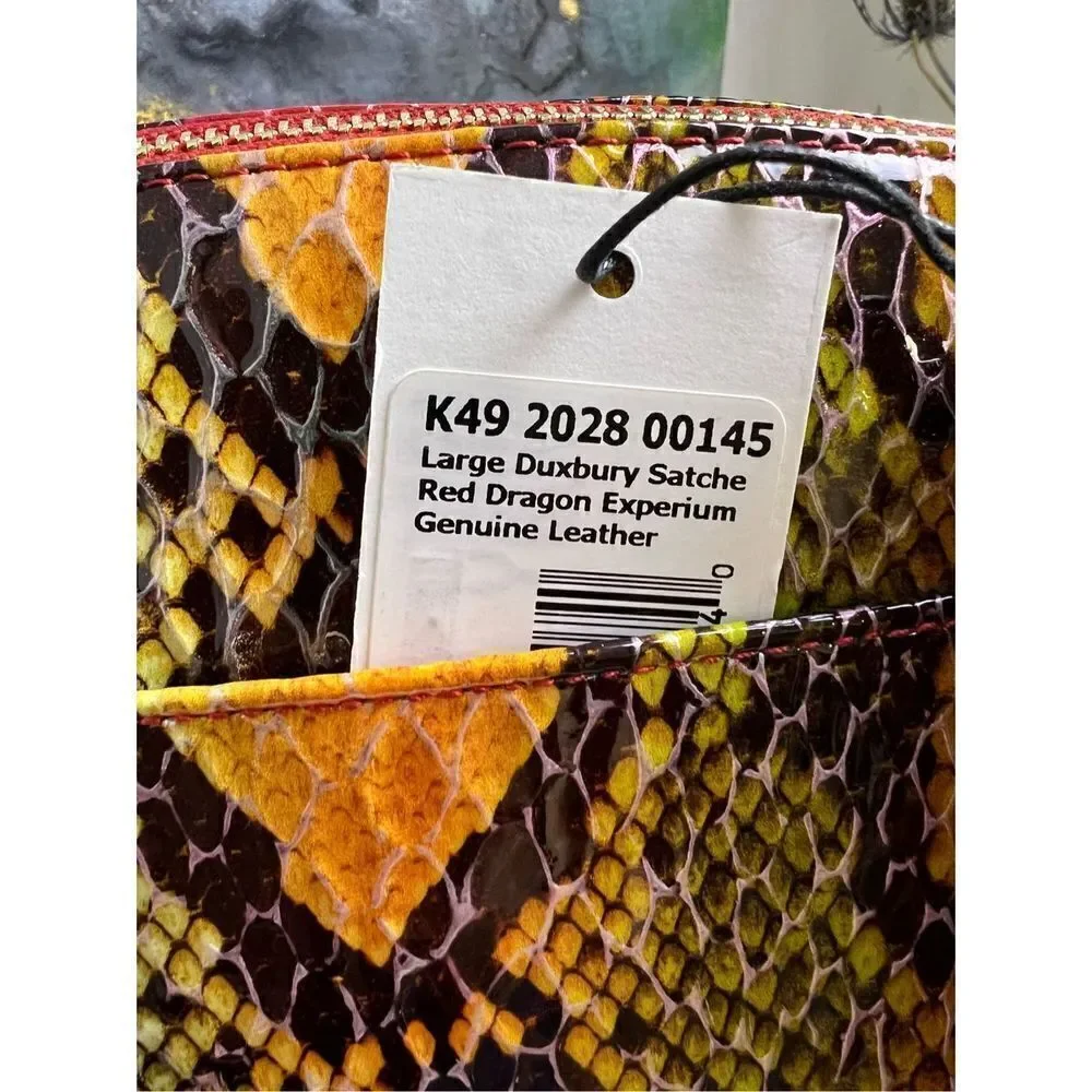 Brahmin NWT Red Dragon Snake Print Satchel Bag